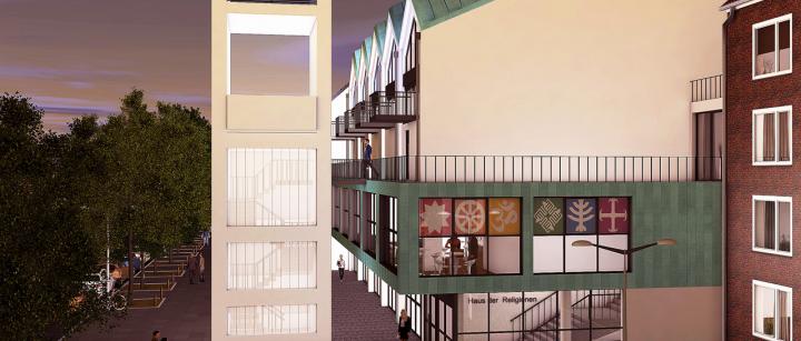 So könnte das neue Haus der Religionen aussehen. Entwurf: Felsmann Projektentwicklung Architektenentwurf des neuen Hauses der Religionen